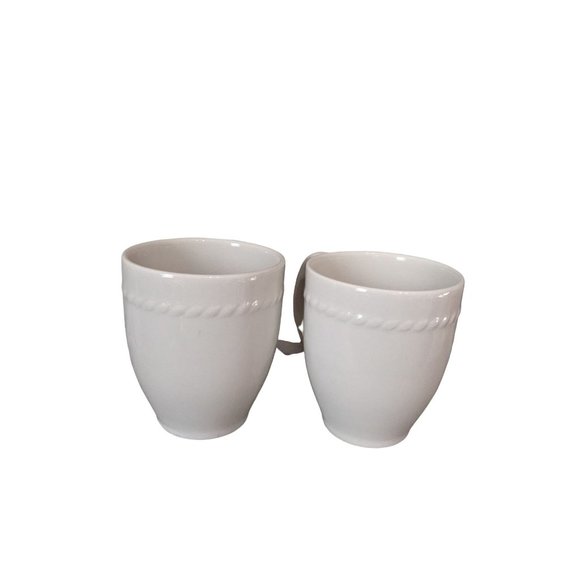 PIER 1Imports Bianca white ironstone coffee  mug cup set of 2 12 ooz - Picture 3 of 9